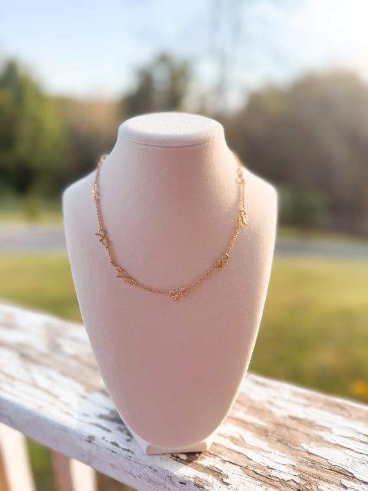 dainty bow gold necklace