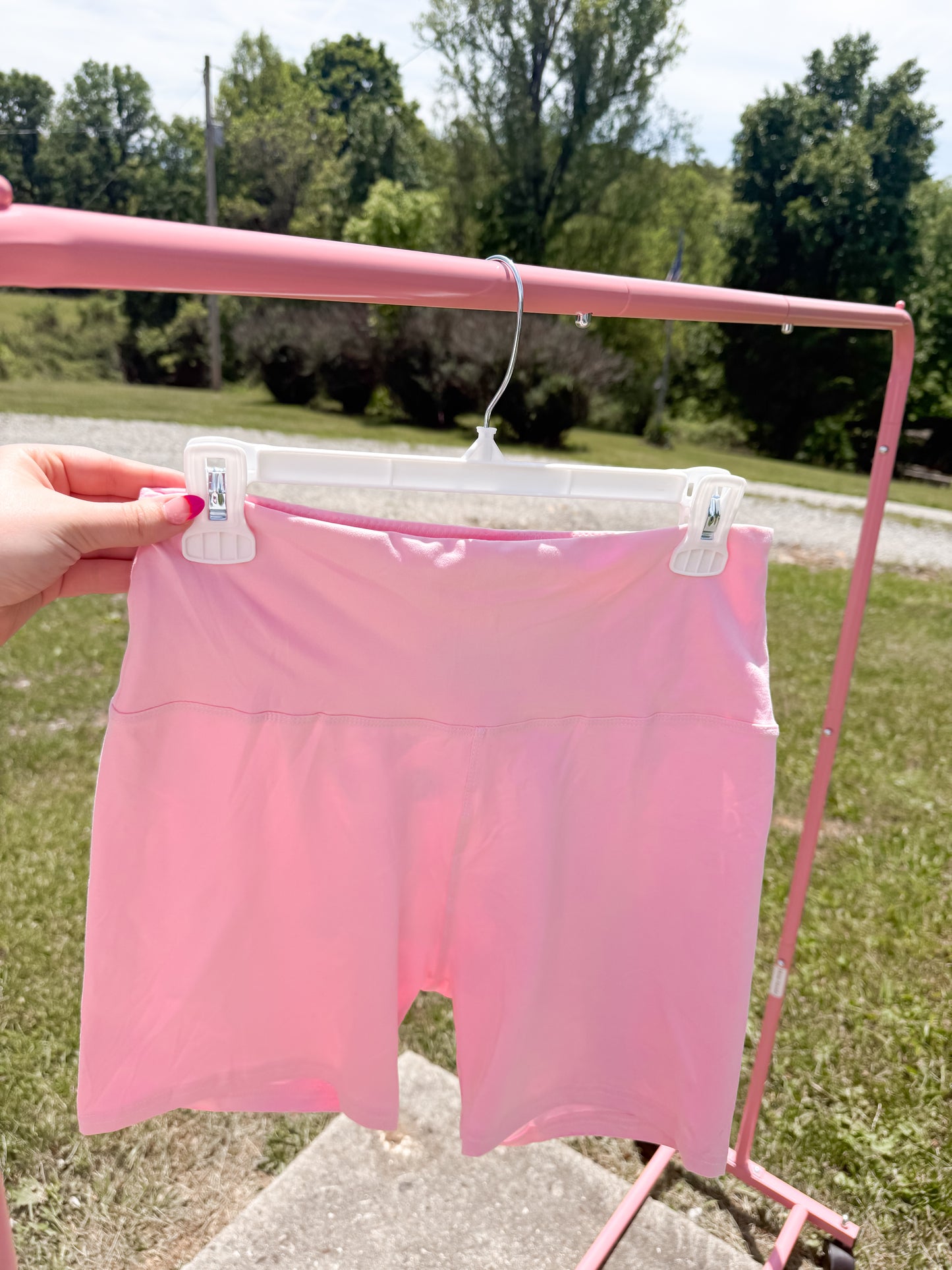 women’s pink biker shorts