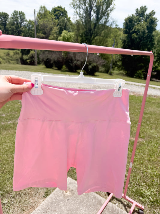 women’s pink biker shorts