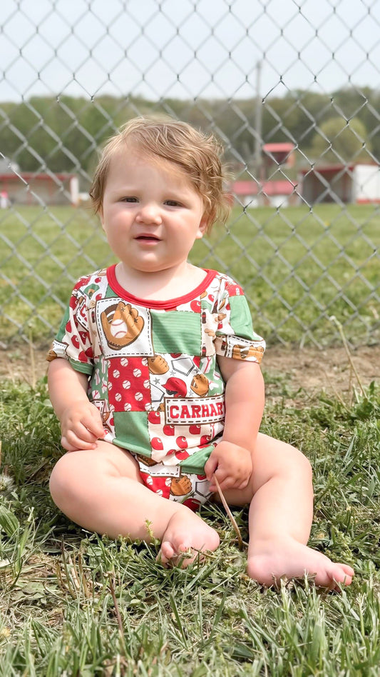 all-star patchwork bubble romper|rts