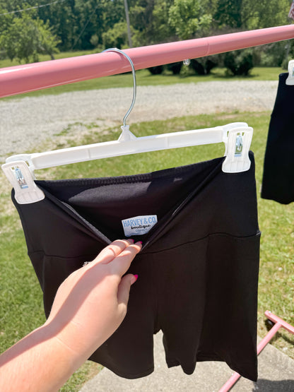 women’s black biker shorts