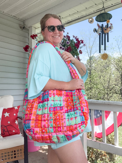 flower power puffer bag