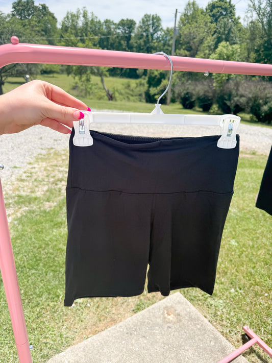 women’s black biker shorts
