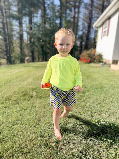 smiley splash swim trunk+rash guard set