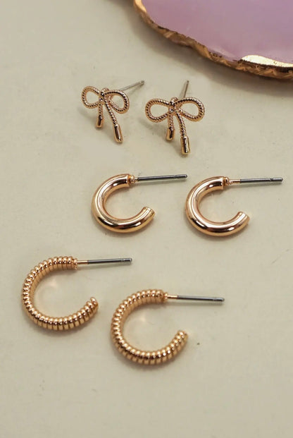 mini bow hoop earring set