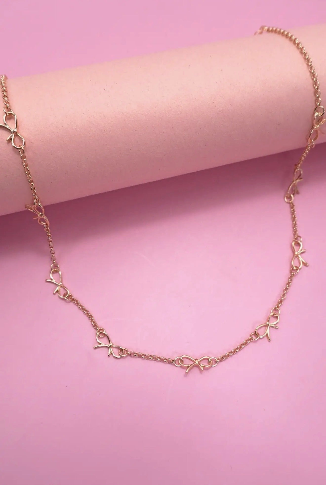dainty bow gold necklace