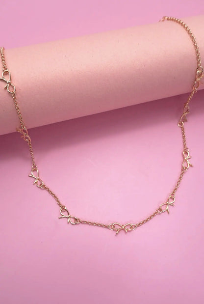 dainty bow gold necklace