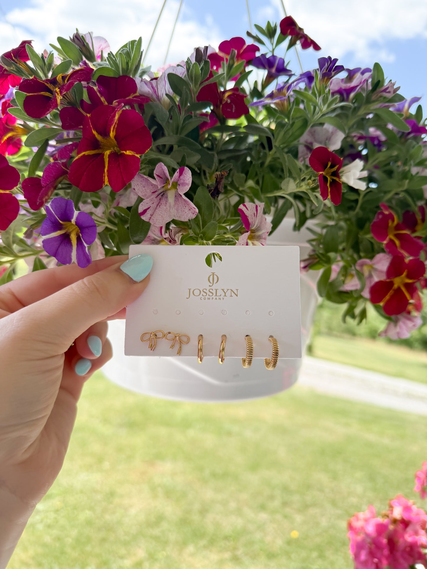 mini bow hoop earring set