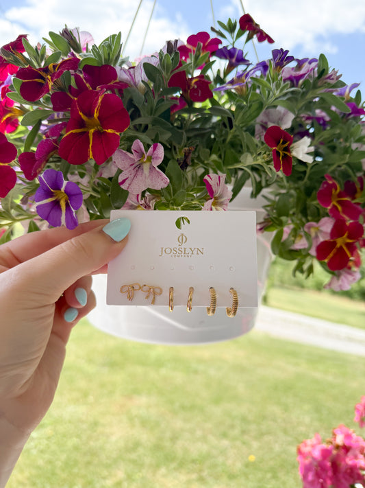 mini bow hoop earring set