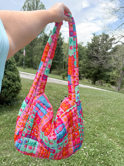 flower power puffer bag