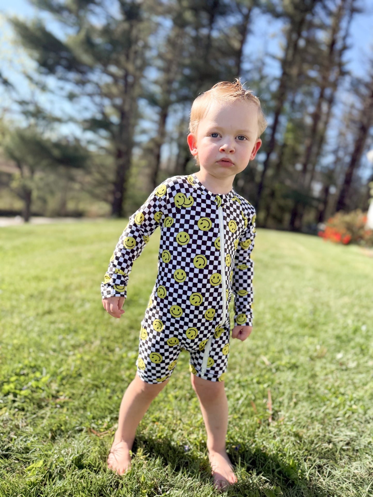 smiley splash unisex swim romper
