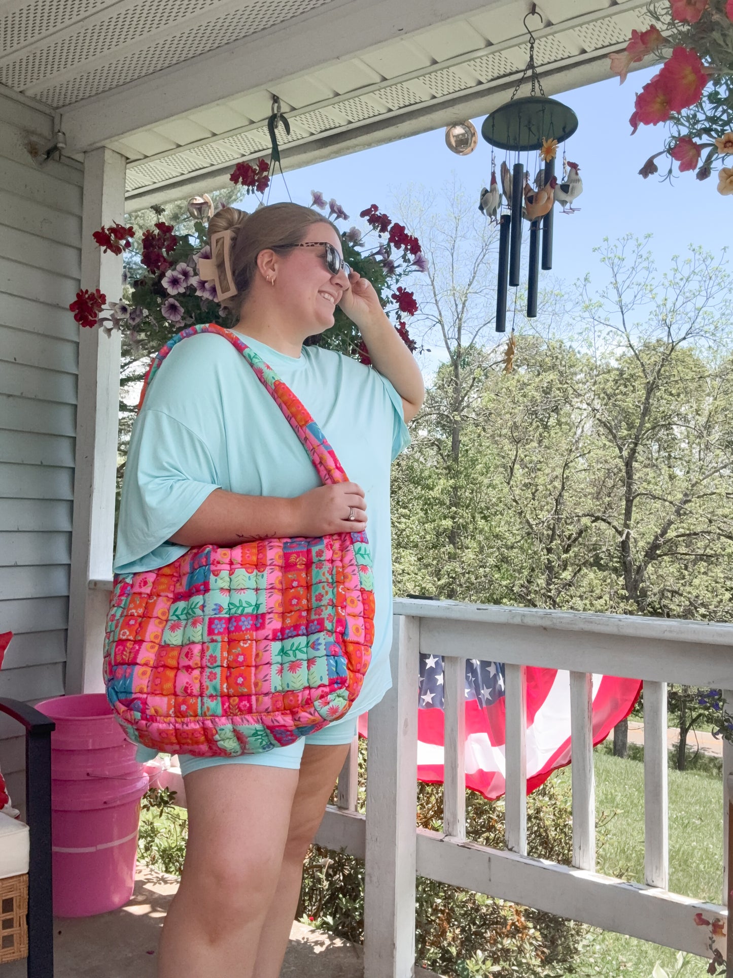 flower power puffer bag