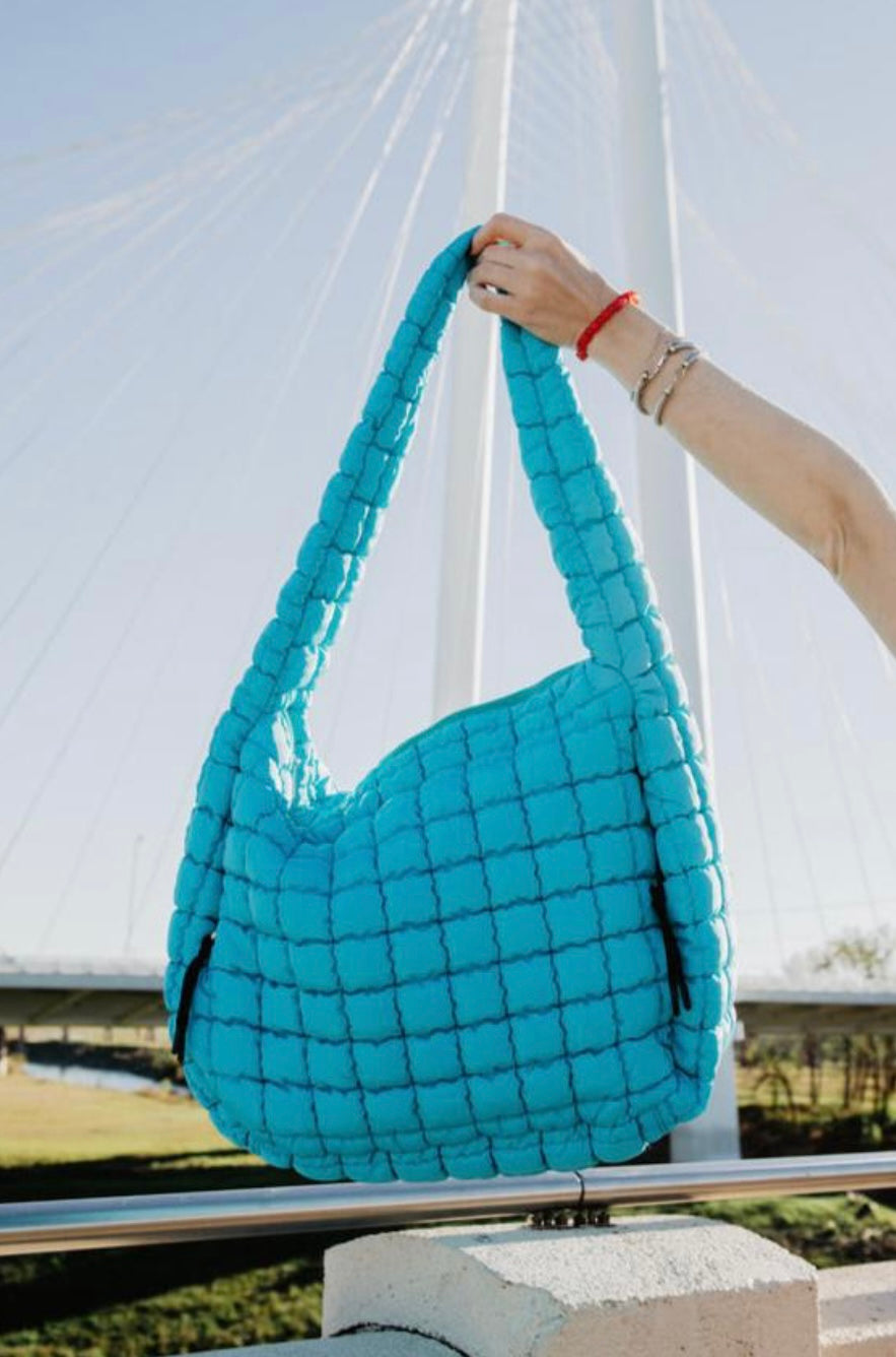 blue lagoon puffer bag