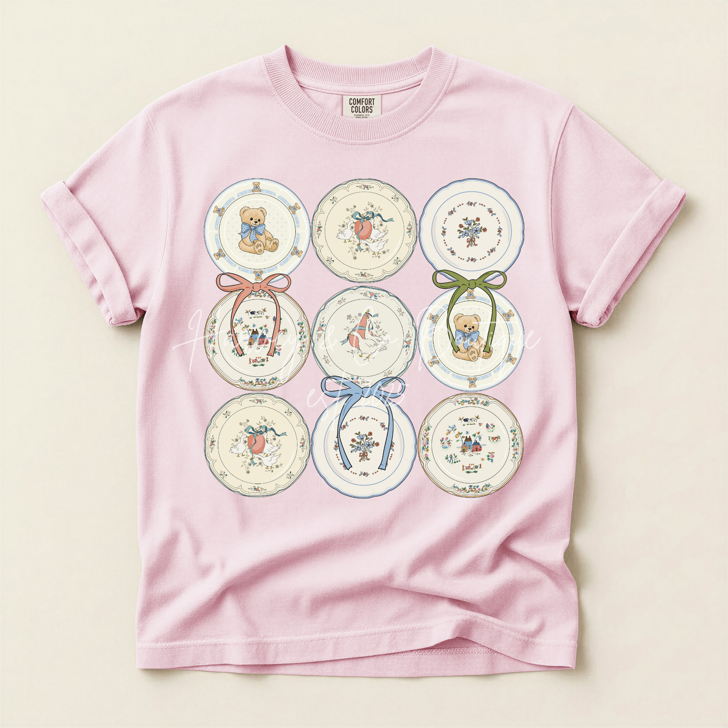 vintage plates tee♡