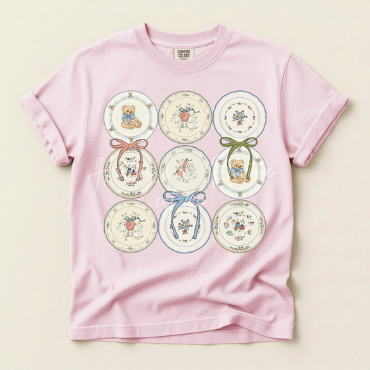 vintage plates tee♡