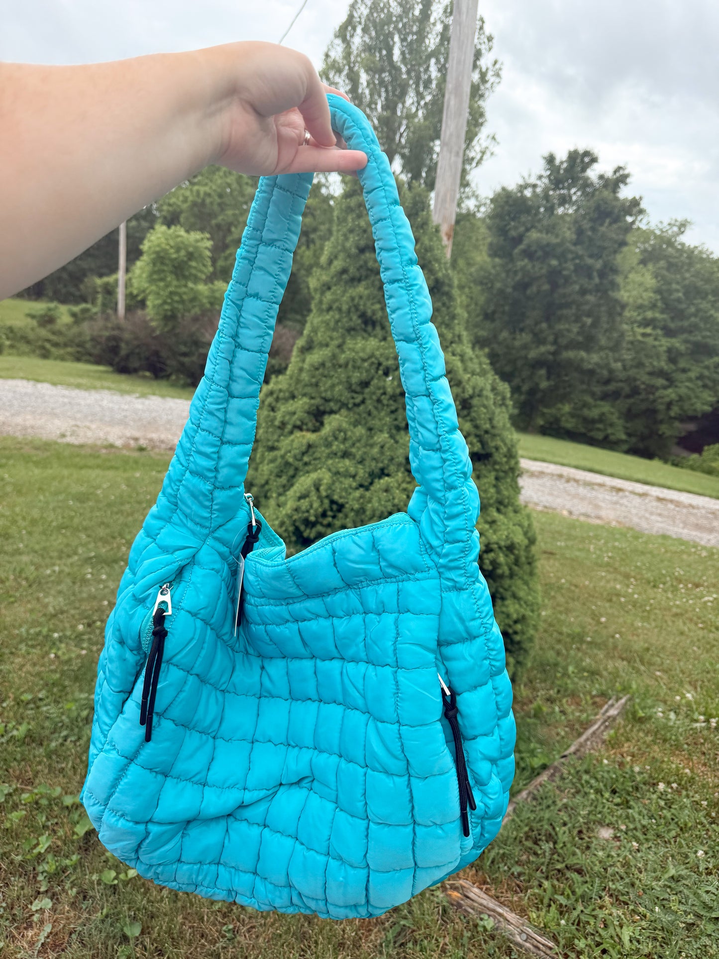 blue lagoon puffer bag