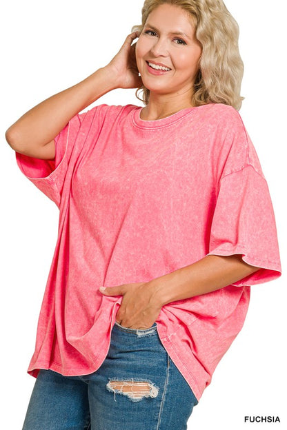 acid wash oversized boyfriend tee| curvy