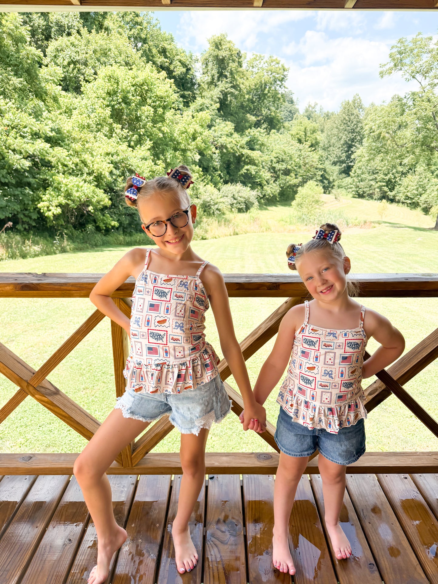 Americana girls ruffle tank