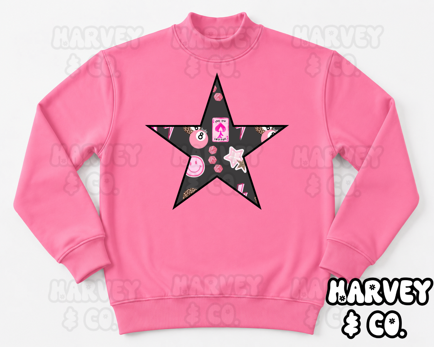 Lucky Star Pink Mockneck Sweatshirt